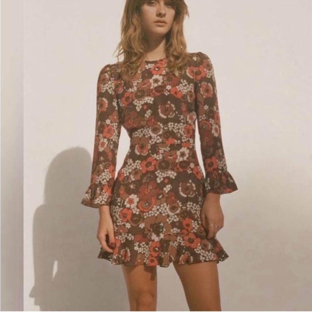Realisation Par Floral Mini Dress - Brown and Red